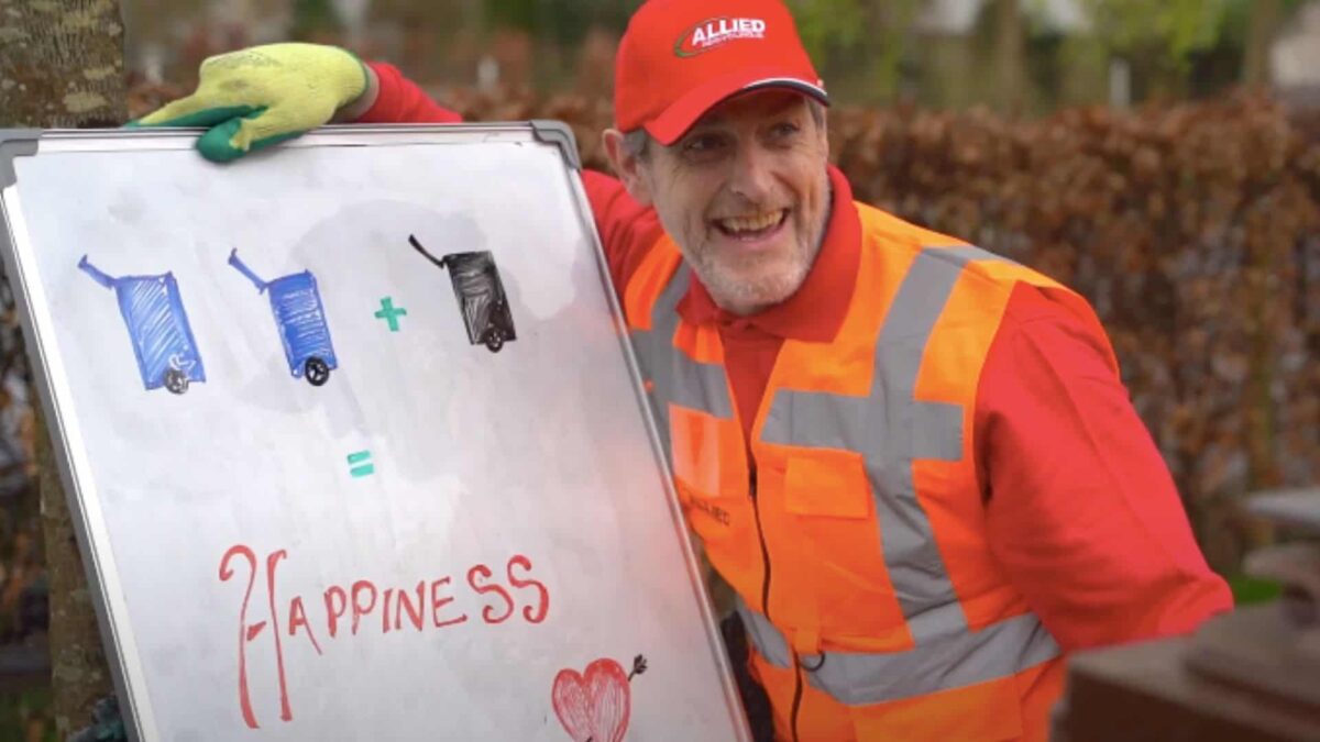 Bin man smiling